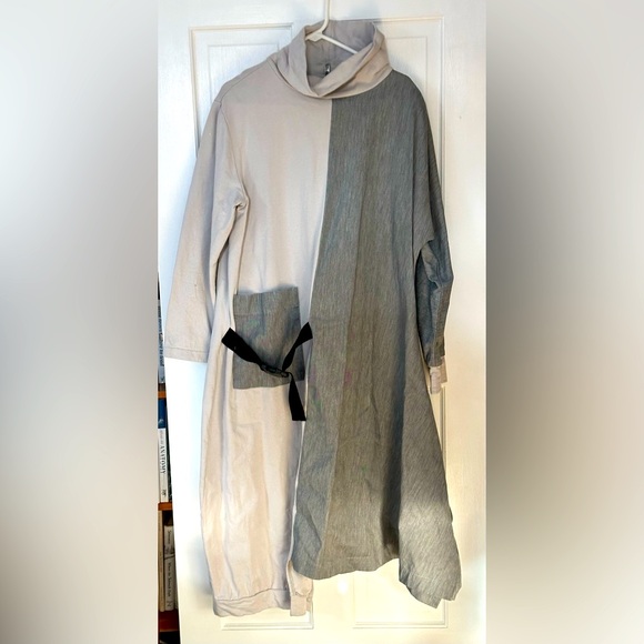 NWOT Fun and funky mixed material turtleneck sweatshirt/chambray maxi dress - XL - Picture 4 of 13